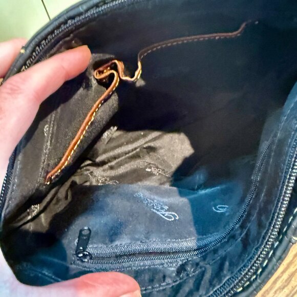 Fossil Black Embossed Leather Satchel - Picture 10 of 14